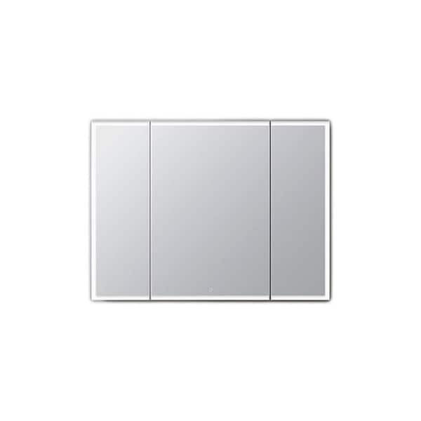 Aquadom Edge Royale 36 in. W x 32 in. H Rectangular Silver Recessed/Surface Mount Medicine Cabinet with Mirror and LED Lighting