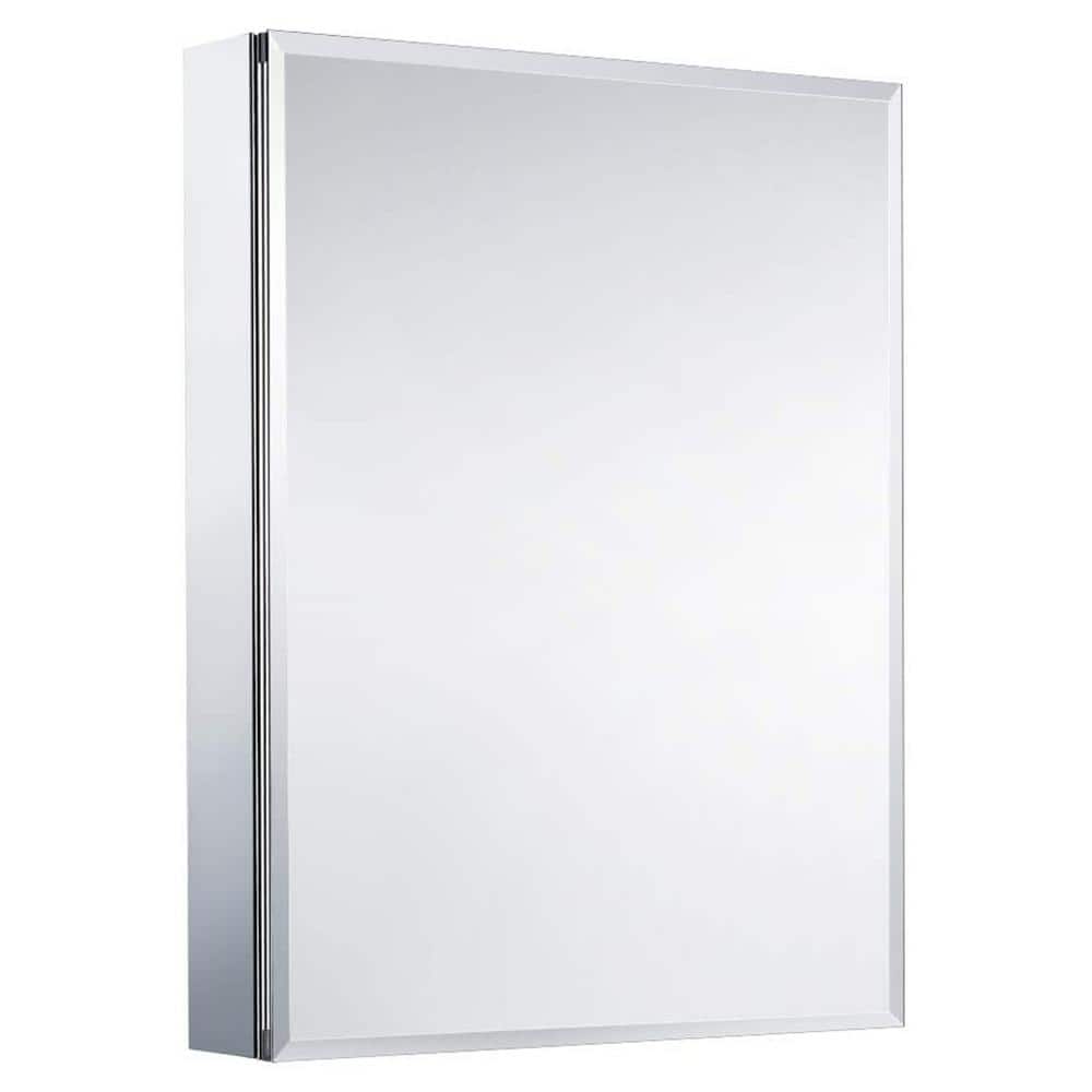 20 in. W x 26 in. H Silver Recessed/Surface Mount Bathroom Medicine Cabinet with Mirror