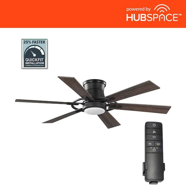 Home Decorators Collection Makenna 52 in. White Color Changing Integrated Indoor LED Matte Black Smart Hubspace Ceiling Fan with Light and Remote