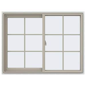 47.5 in. x 35.5 in. V-2500 Series Desert Sand Vinyl Left-Handed Sliding Window with Colonial Grids/Grilles