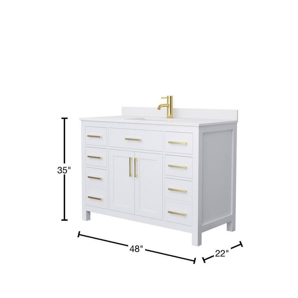 Beckett 48'' White Marble Single Bathroom Vanity with Gold Hardware