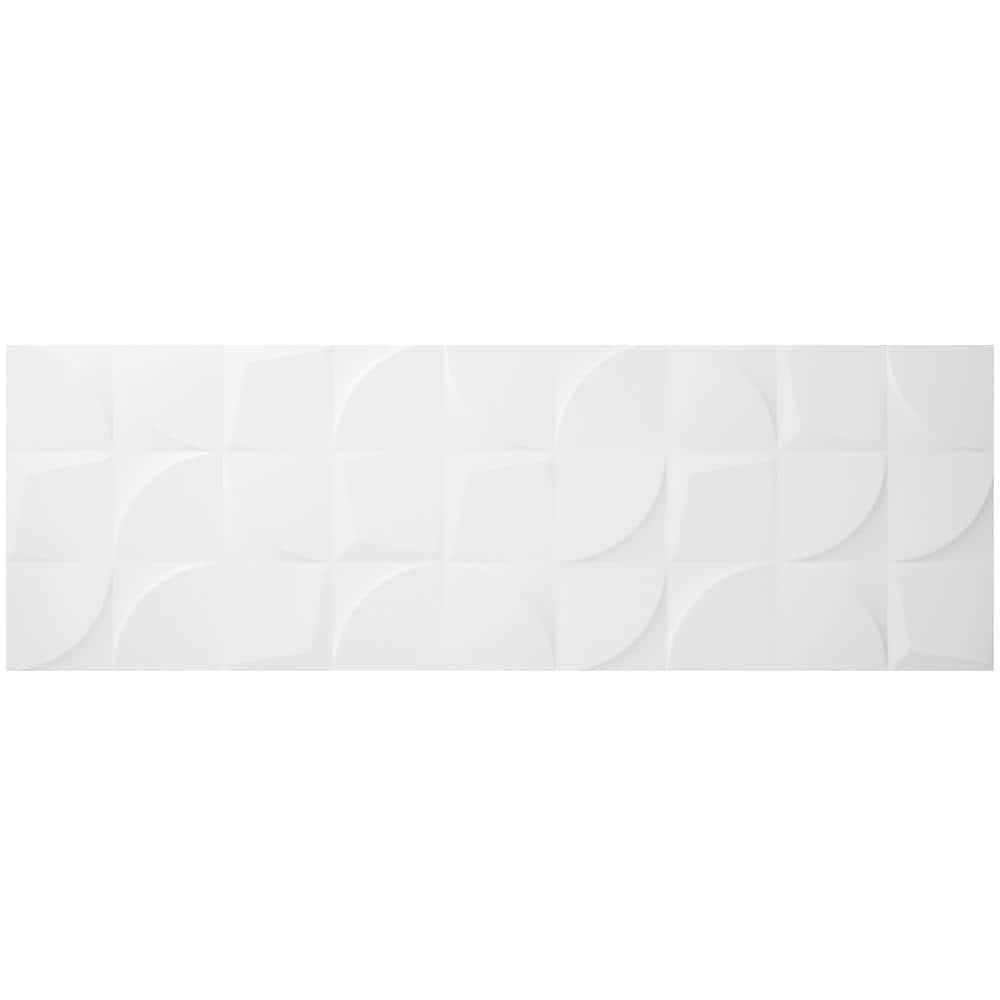 Angela Harris 12" x 35" White Ceramic Patterned Wall Tile
