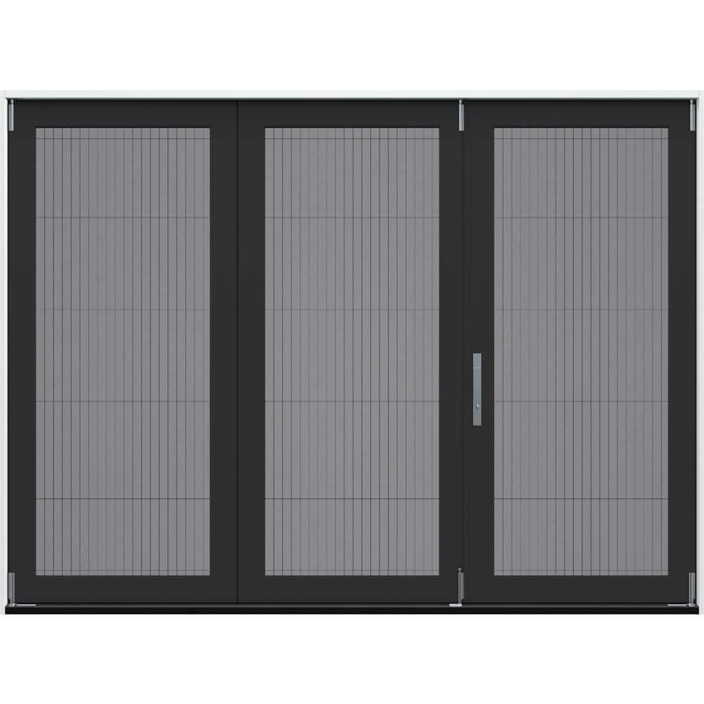 108 in. x 80 in. F4500 Left-Hand Black/White Fiberglass 3-Panel Folding Patio Door w/Low-E Glass and Retractable Screen product image for price tracking
