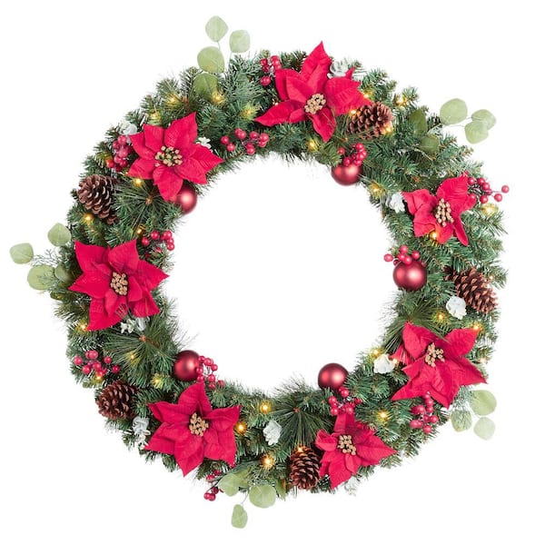 36 inch pre lit battery operated wreath