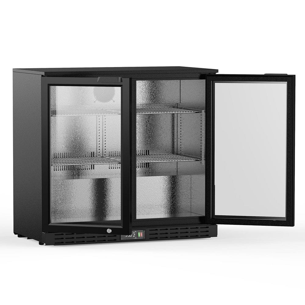 35.4 in. 7.4 cu. ft. Back Bar Cooler Refrigerator with 2-Glass Doors in Black, LED Lighting, Display Drink Fridge price history on PriceWatchPro