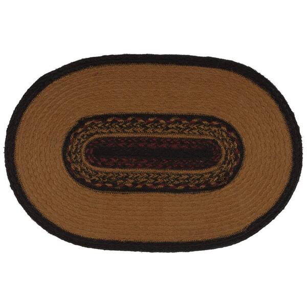 VHC BRANDS Heritage Farms Star 12 in. W x 18 in. L Mustard Black Burgundy Jute  Oval Placemat Set of 6 34063 - The Home Depot