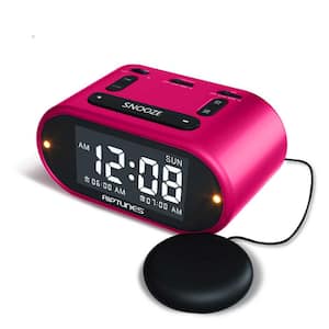 Vibrating Alarm Clock with Big Snooze Button and Full Range Dimmer - Pink