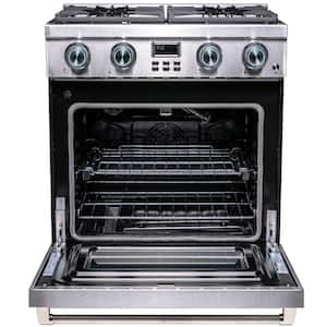 30 in. 4 -Burner Slide-in Gas Range in Stainless with Convection