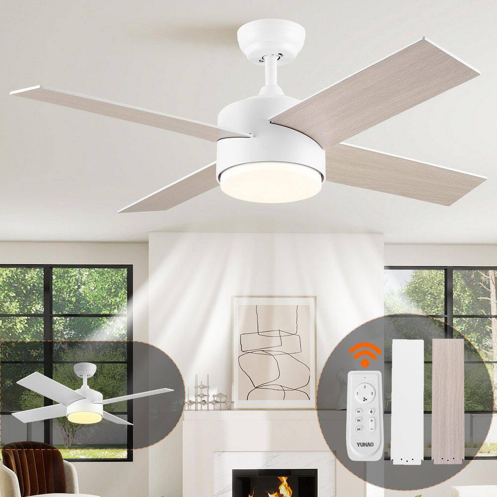 Modern Series 44 in. Smart Indoor White Low Profile Ceiling Fan with Integrated LED Lighting with Remote Included price history on PriceWatchPro