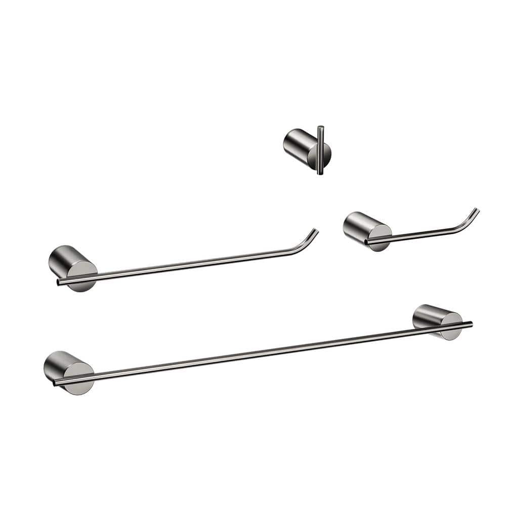 Modern 4Piece Bath Hardware Set with Mounting Hardware in Brushed