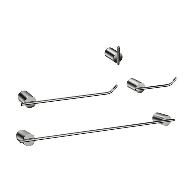 Modern 4Piece Bath Hardware Set with Mounting Hardware in Brushed