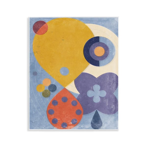 Stupell Industries Blue and Yellow Retro by Victoria Barnes Unframed Abstract Graphic Art Print 14 in. x 11 in.