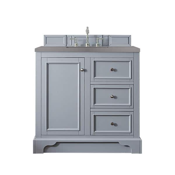James Martin Vanities De Soto 37.3 in. W x 23.5 in.D x 36.3 in. H Single Bath Vanity in Silver Gray with Quartz Top in Grey Expo