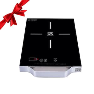 11 in. Portable Single Burner Ceramic glass surface Induction Cooktop in Black w/ Light Weight Aluminium Handle