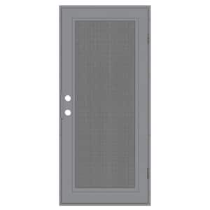 Full View 30 in. x 80 in. Left-Hand/Outswing Metal Gray Aluminum Security Door with Meshtec Screen