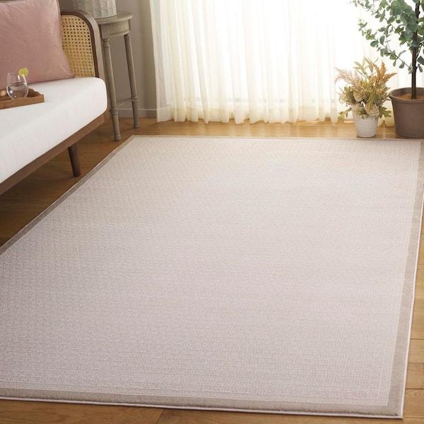 Prestige 9 ft. x 12 ft. Beige Solid Border Area Rug