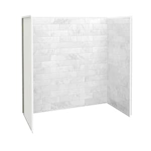 Utile 32 in. x 60 in. x 60 in. 3-Panels Direct-to-Stud Alcove Tub Shower Wall Kit in Marble Carrara