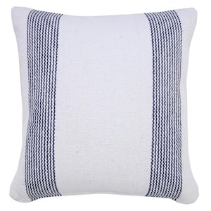 Balanced Pale Blue / White 20 in. x 20 in. Border Pinstripe Indoor Throw Pillow