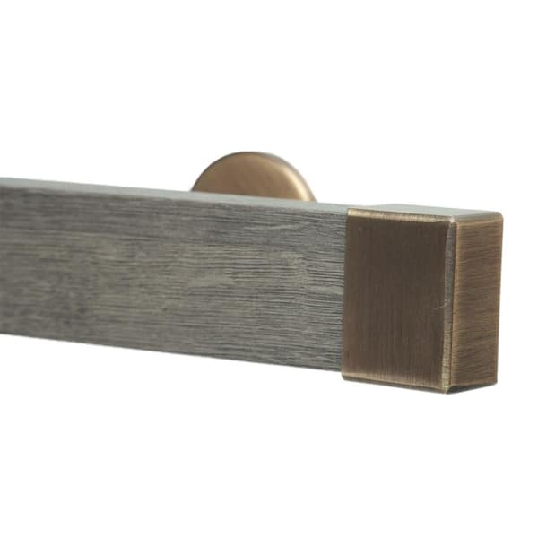 Art Decor Kontur Wood 60 in. Non-Adjustable Single Traverse Window Curtain Rod Set in Cassis with Antique Endcap