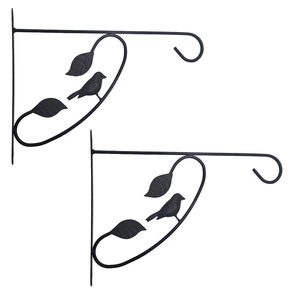 Bird Scroll Metal Wall Bracket for Hanging Accessories and Flowerpots Suitable for Indoor & Outdoor, Black Set of 2 price history on PriceWatchPro