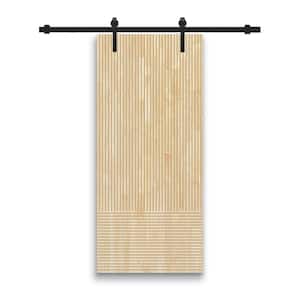 24 in. x 80 in. Japanese Series Pre Assemble Natural Wood Unfinished Interior Sliding Barn Door with Hardware Kit