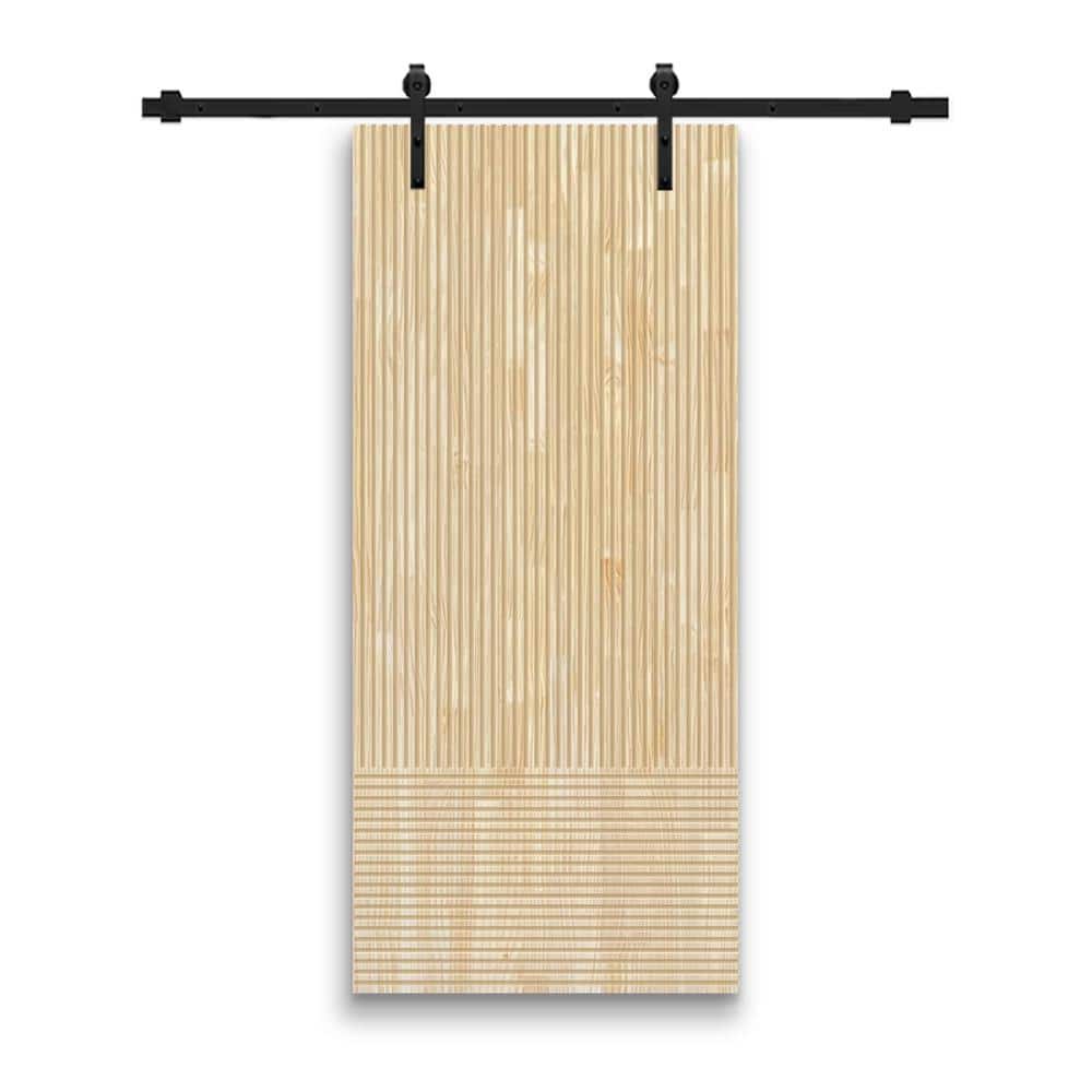 Japanese 42 in. x 96 in. Pre Assemble Natural Wood Unfinished Interior Sliding Barn Door with Hardware Kit price history on PriceWatchPro