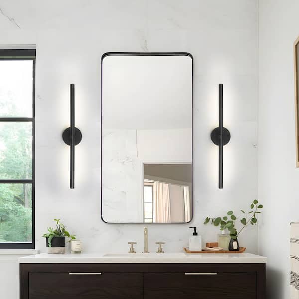 TinHon 24 in. Modern Matte Black LED Vanity Light, 11W 4000K Wall