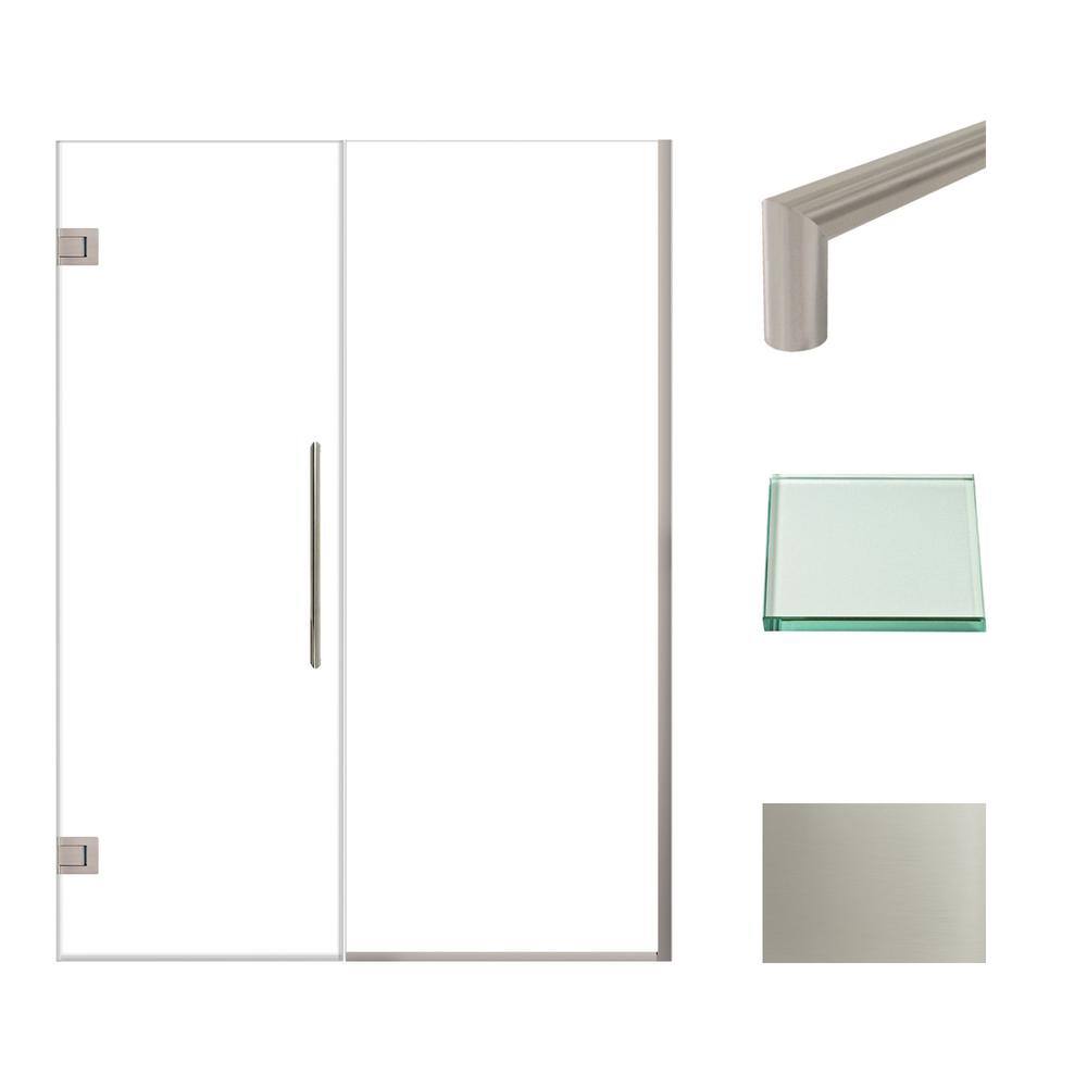 Elizabeth 54" x 76" Frameless Clear Glass Shower Door with Stainless Steel Finish