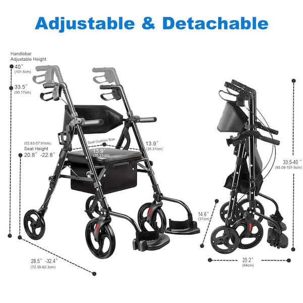 Anqtovp 4-Wheel Rollator Walker with Seat and Extra Wide Backrest Anqtovp 4-Wheel Rollator Walker with Seat and Extra Wide Backrest