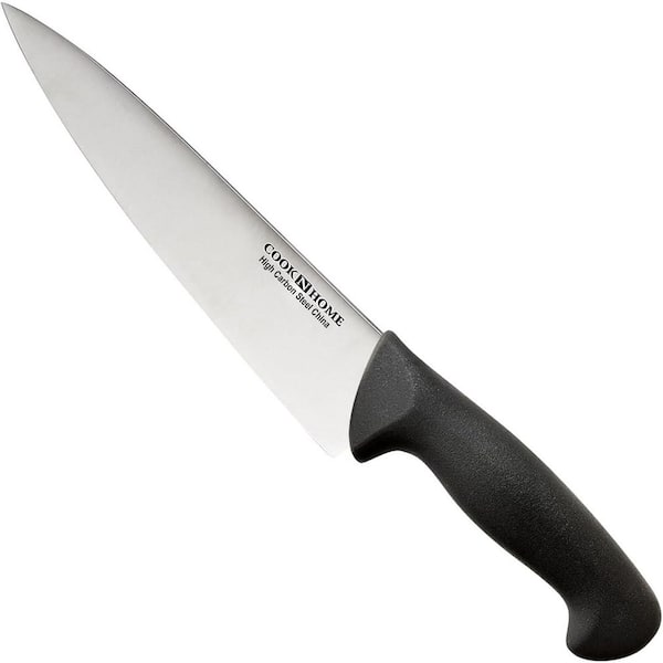 Cook N Home Multi-Purpose 8-Inch High-Carbon Steel Full Tang Straight Edge Chef's Knife with Ergonomic Handle