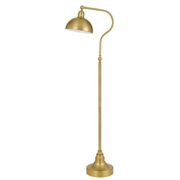 CAL Lighting 60 in. Antique Brass Metal Down Bridge Floor Lamp with Half Dome Metal Shade