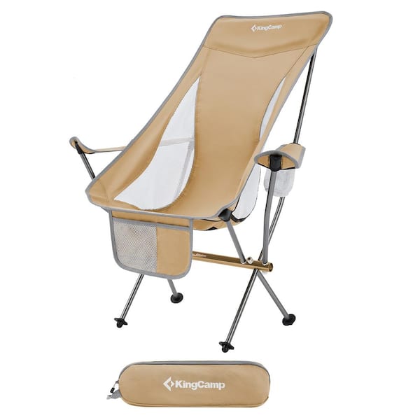 KingCamp Khaki Camping Chair with Cupholder and Pocket