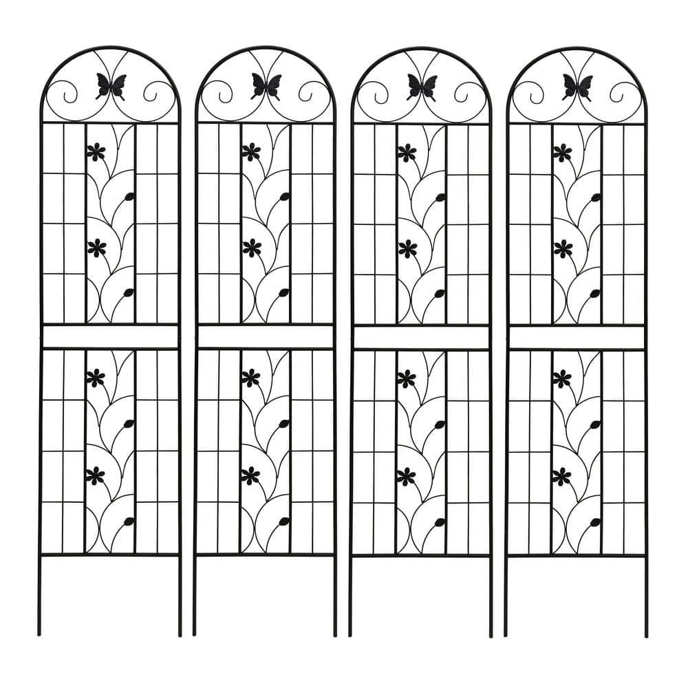86.7 in. Black Rustproof Metal Garden Trellis for Climbing Plants and Outdoor Vines(4-Pack) price history on PriceWatchPro