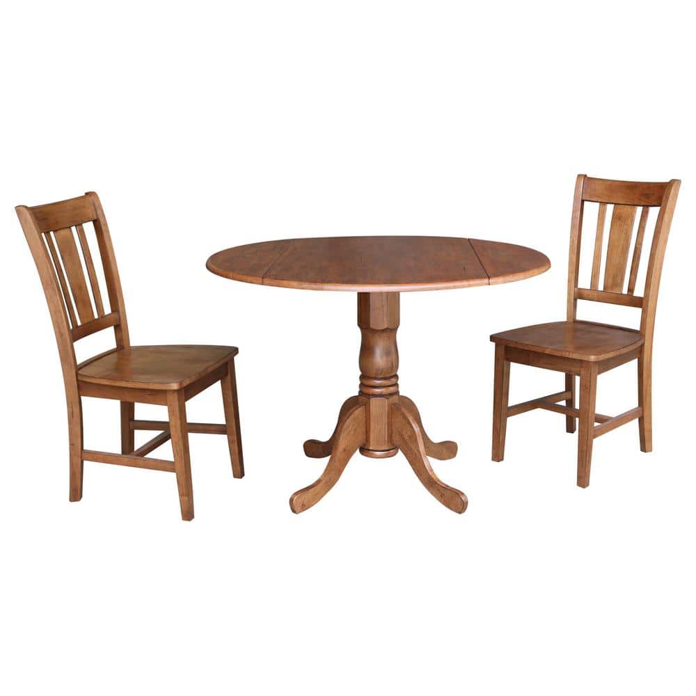 3-Piece Set, Distressed Oak 42 in. Round Drop-Leaf Wood Dining Table with 2-San Remo Chairs price history on PriceWatchPro