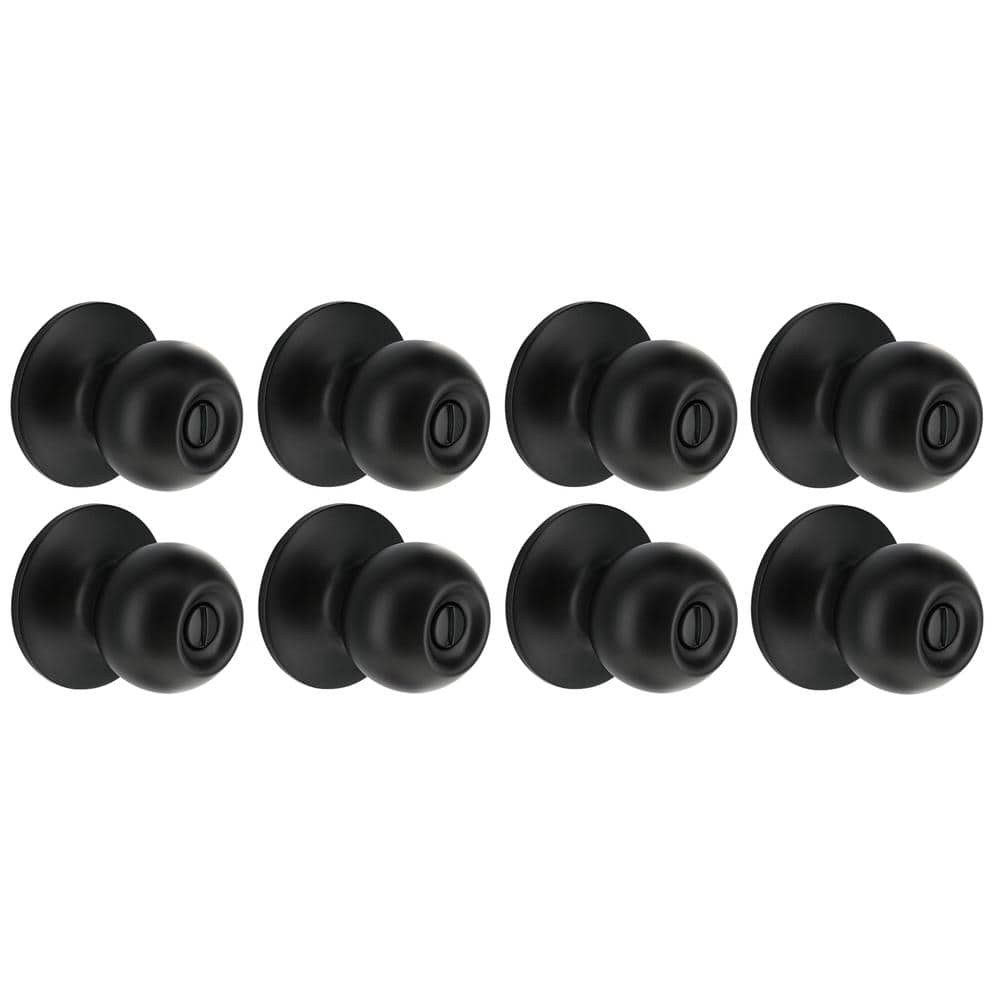 Saturn Matte Black Bed/Bath Door Knob (8-Pack)