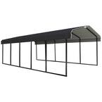 Arrow 12 ft. W x 24 ft. D x 7 ft. H Charcoal Galvanized Steel Carport ...