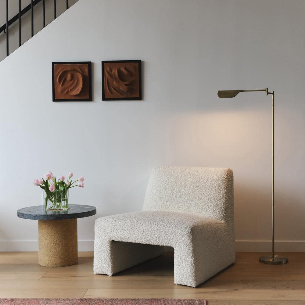 Elegant Antique Brass 53" Adjustable LED Task Floor Lamp with 3-Way Dimmer