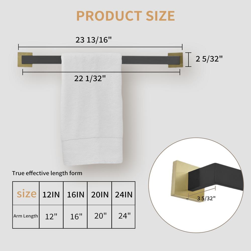 24-Inch Matte Black Stainless Steel Wall Mounted Towel Bar