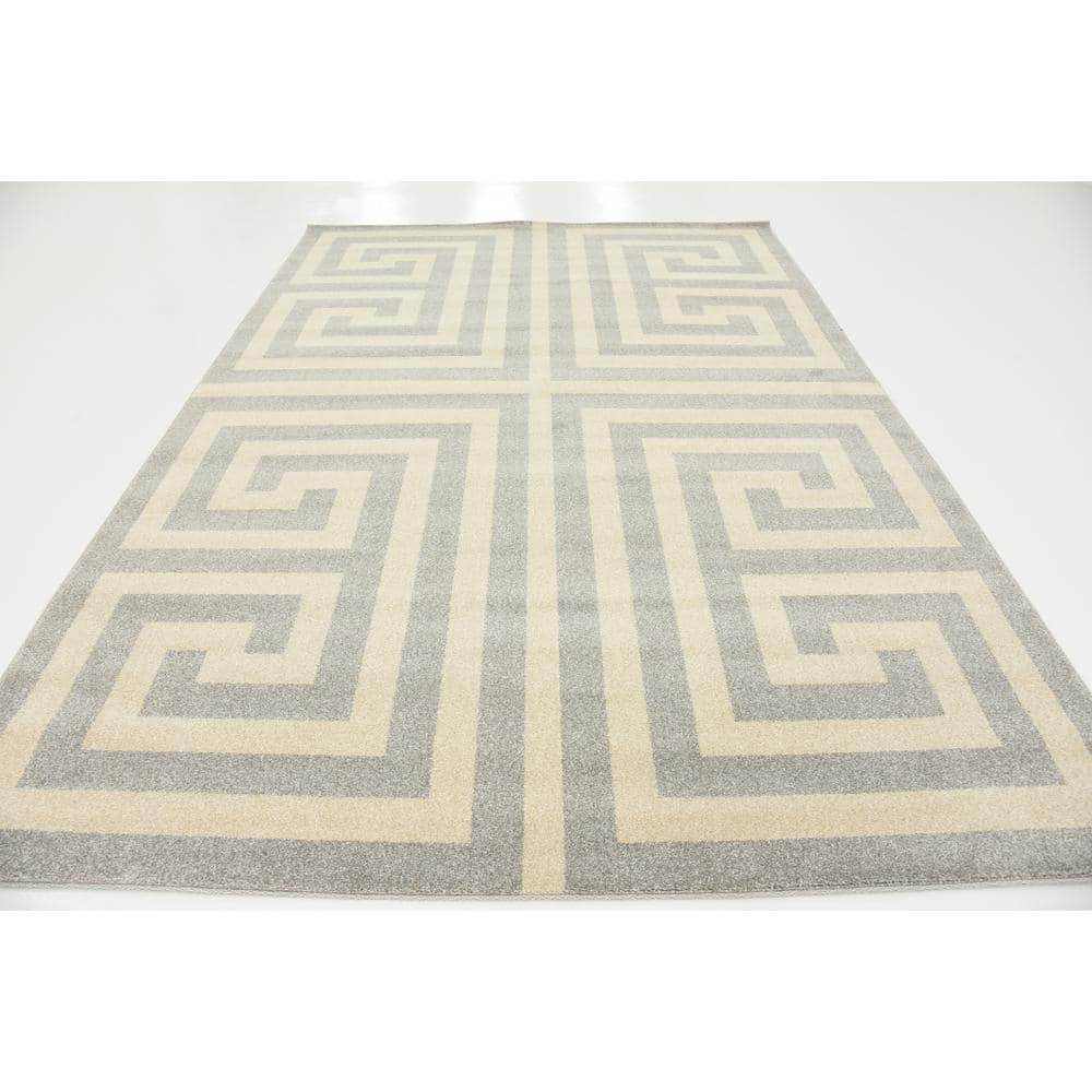 Hera Geometric Gray Synthetic 7'x10' Indoor Area Rug