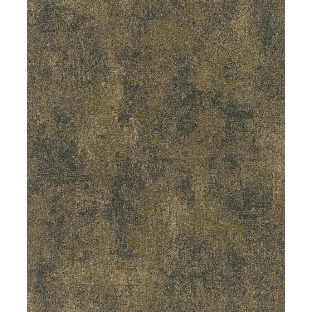 Distressed Plaster Effect Black/Gold Metallic Finish Vinyl on Non-Woven Non