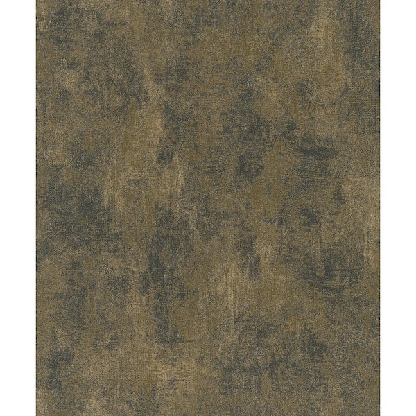 Distressed Plaster Effect Black/Gold Metallic Finish Vinyl on Non-Woven Non-Pasted Wallpaper Sample