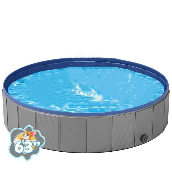 FAWEY TRED INC 63 in. x 12 in. Foldable Round Kiddie Pool Pet Dog Swimming Pool Pet Bath Pool
