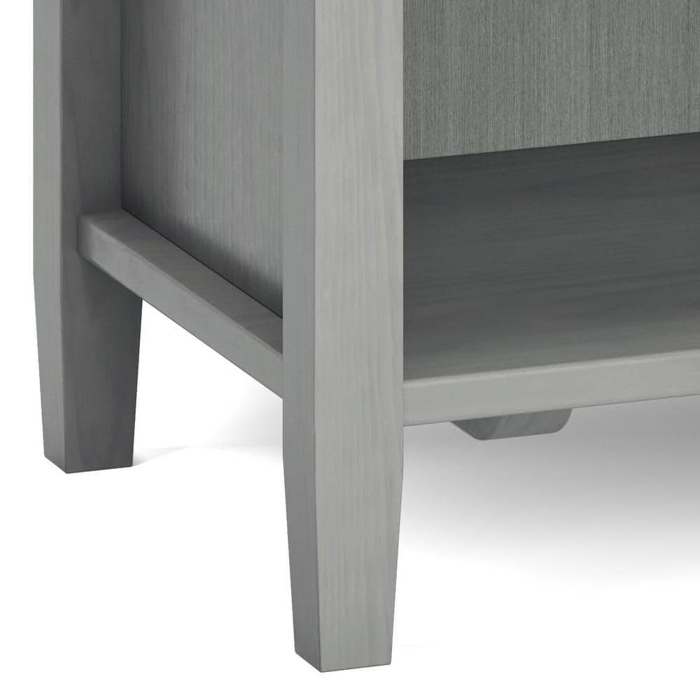 Fog Grey Solid Wood 2-Drawer Nightstand with Open Shelf