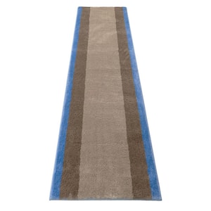 Euro Solid border Grey-Blue 26 in. x 12 in. L Stair Runner 2.17 sq. ft.