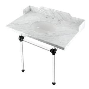 Fauceture 36 in. Marble Console Sink Set with Acrylic Legs in Marble White/Matte Black
