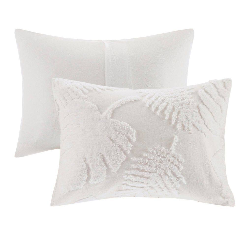 Full White Cotton Tufted Palm Comforter Set