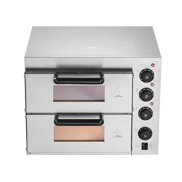 Commercial Pizza Oven Electric Outdoor Pizza Oven Countertop 14 in. Double Deck Layer in Stainless Steel 2025 update