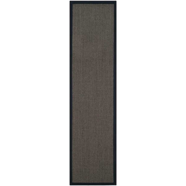 Natural Fiber Charcoal 2 ft. x 8 ft. Border Runner Rug