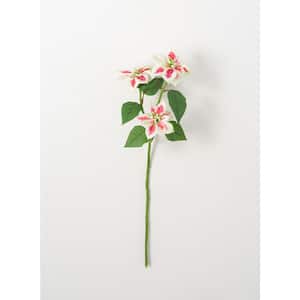 25 in. Artificial Cream and Pink Poinsettia Stem