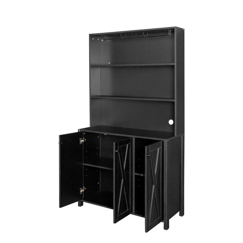 39.37 in. W x 15.75 in. D x 70.87 in. H Bathroom Black Linen Cabinet